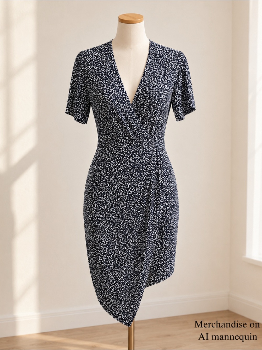 Banana Republic PETITE PRINT KNOTTED FAUX-WRAP DRESS